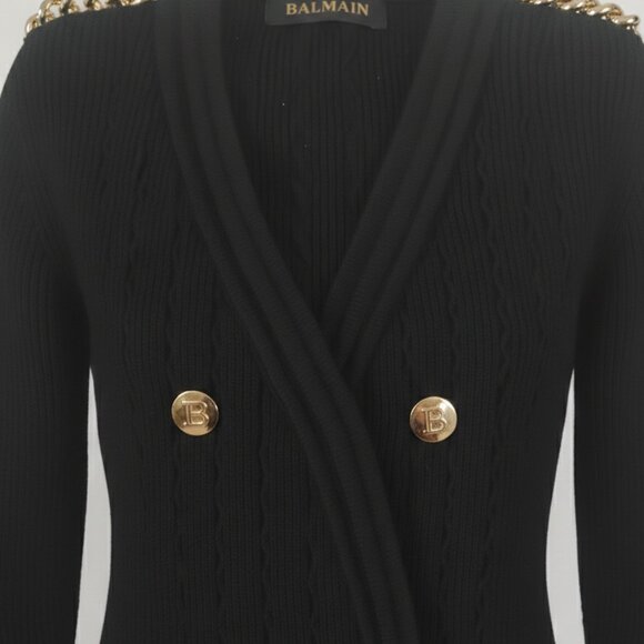 Balmain double breasted rib knit mini dress. - Picture 3 of 3